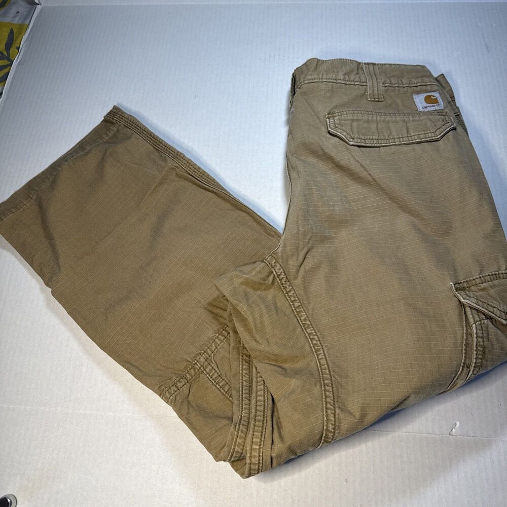Carhartt Pants Mens 32x30 Khaki Force Relaxed Fit Ripstop Cargo Work 101148-257